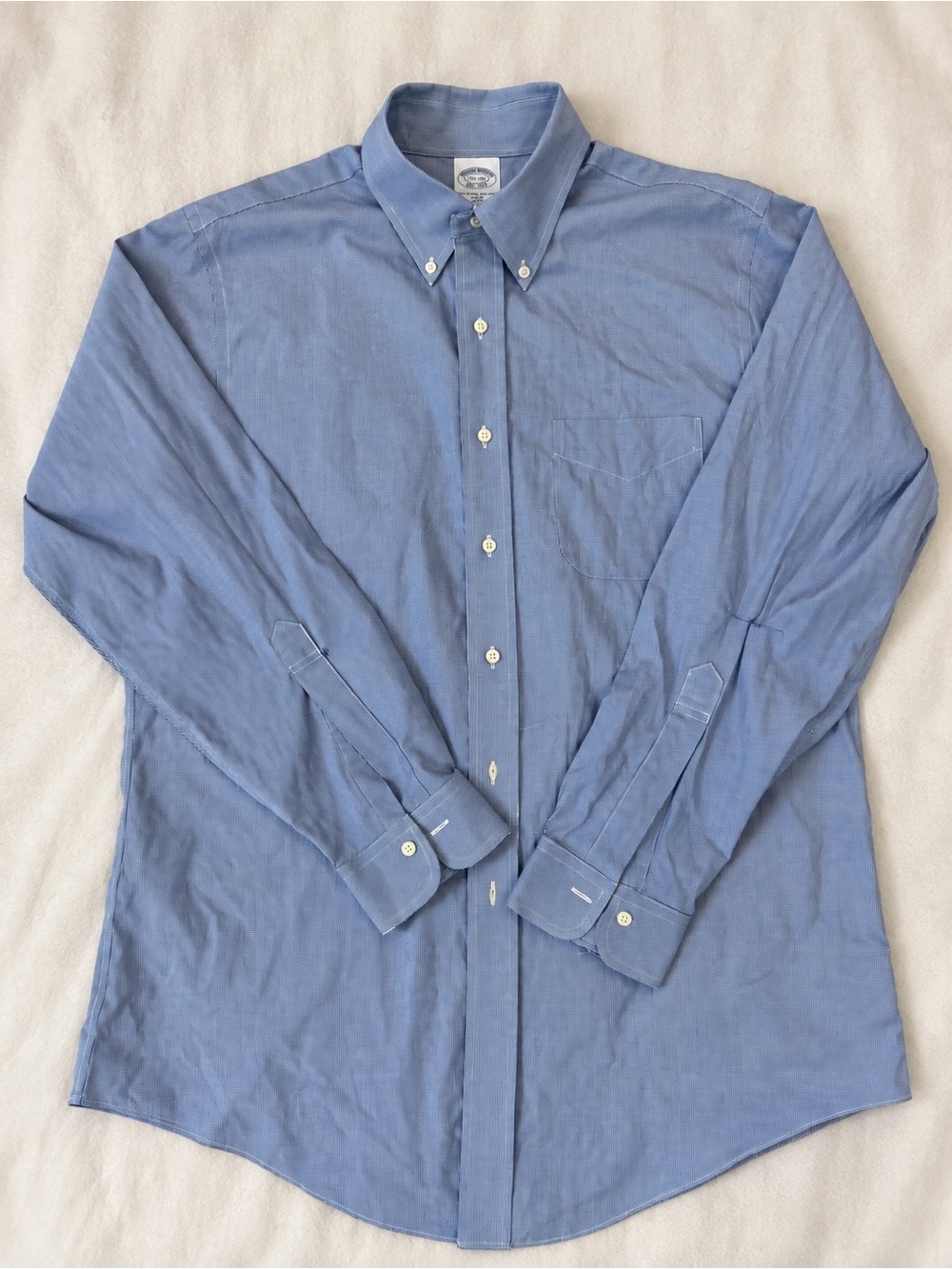 Brooks Brothers Slim Fit Non-Iron Blue Button Down Shirt 16.5 35
